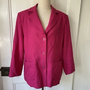 Fella Hamilton Size 12 Medium Bright Pink Blazer Jacket Tailored 3/4 sleeve EUC - Picture 1 of 11