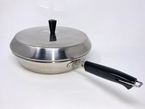 Vintage Revere Ware Tri-Ply Stainless 10” Skillet Fry Pan Cone Knob Lid Rare - Picture 1 of 11