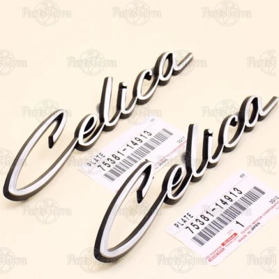 Placa de identificación lateral panel cuarto trasero genuino Toyota Celica 1971-75 insignias cromadas x2 Foto 1 de 4