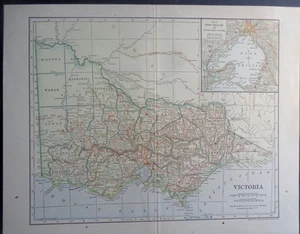 1906 Victoria Australia Port Phillip Melbourne Dodd, Mead Co. Mapa colorido - Imagen 1 de 3
