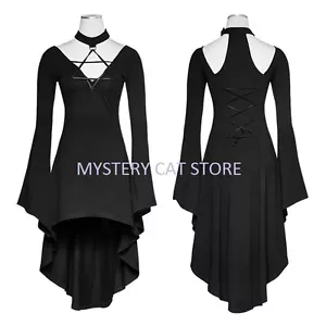 New PUNK RAVE Gothic Rock Top Blouse Dress Black Stretch Cotton PQ-184 FAST POST - Picture 1 of 4