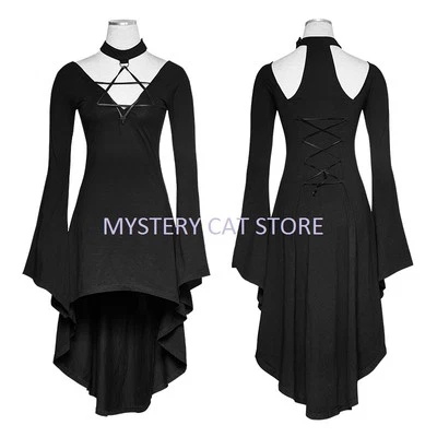 Nuevo Vestido Blusa Top Rock Gótico PUNK RAVE Negro Elástico Algodón PQ-184 FAST POST Foto 1 de 4