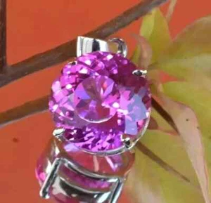 Natural Certified 25.80 CT Pink Sapphire Gemstone Pendant In 925 Sterling Silver - Picture 1 of 6