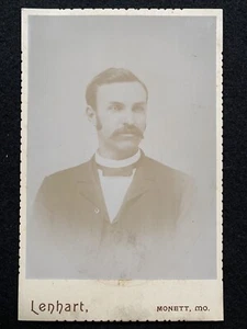 Monett Missouri MO Handsome Man With Mustache Barry Co. Antique Cabinet Photo - Picture 1 of 2