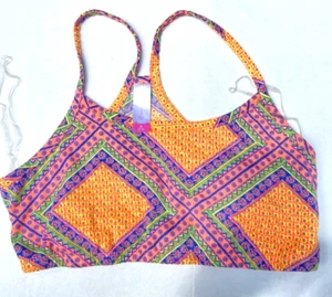 Bra Top Women's Junior Size M (7-9) No Boundaries orange pink blue no paddings - Picture 1 of 6