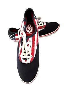 NUNCA USADAS VANS R/W/B Bandera Americana Lona Parte Superior Baja Barco Tenis EE. UU. Mujeres 6.5 - Imagen 1 de 15