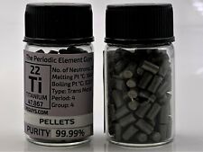 20 Grams 99,99% Titanium Ti metal pellets glass vial Pure element sample