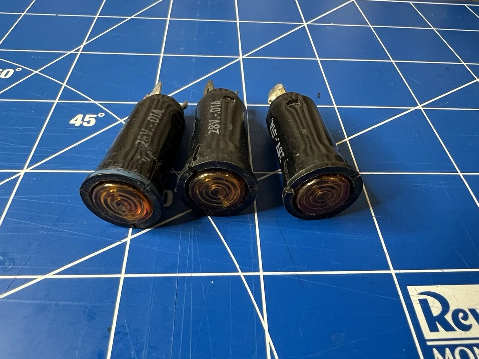 Lote de 3 luces indicadoras panel ámbar vintage Leecraft 28V .01A Foto 1 de 1