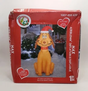 Gemmy 111966 Airblown Inflatable Max The Dog Grinch Wearing Santa Hat, 3.5 Ft - Picture 1 of 3