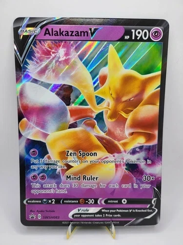 Pokemon Alakazam V SWSH083 Holo Black Star Promo Jumbo Card - Image 1 of 1