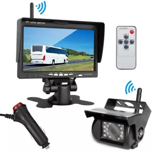 7" Wireless Rear View Monitor Parking Backup Camera Kit for Truck Caravan RV Bus - Picture 1 of 24