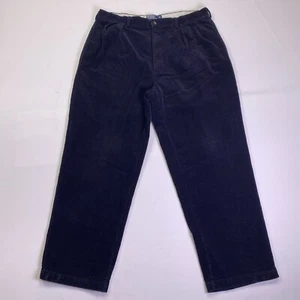 Vintage Polo Ralph Lauren Herren 38x30 (37x29) schwarz dick Cord Plissee Andrew Hose - Bild 1 von 14