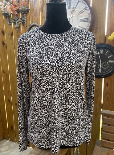 Camicia top Michael Kors donna pullover medio stampa bianco e nero manica lunga