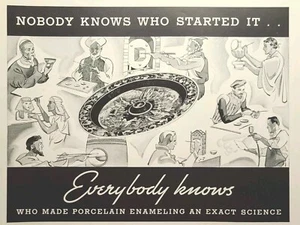 Anuncio impreso vintage 1935 Ferro Enamel Corp artesanos a través de la historia en todo el mundo - Imagen 1 de 5