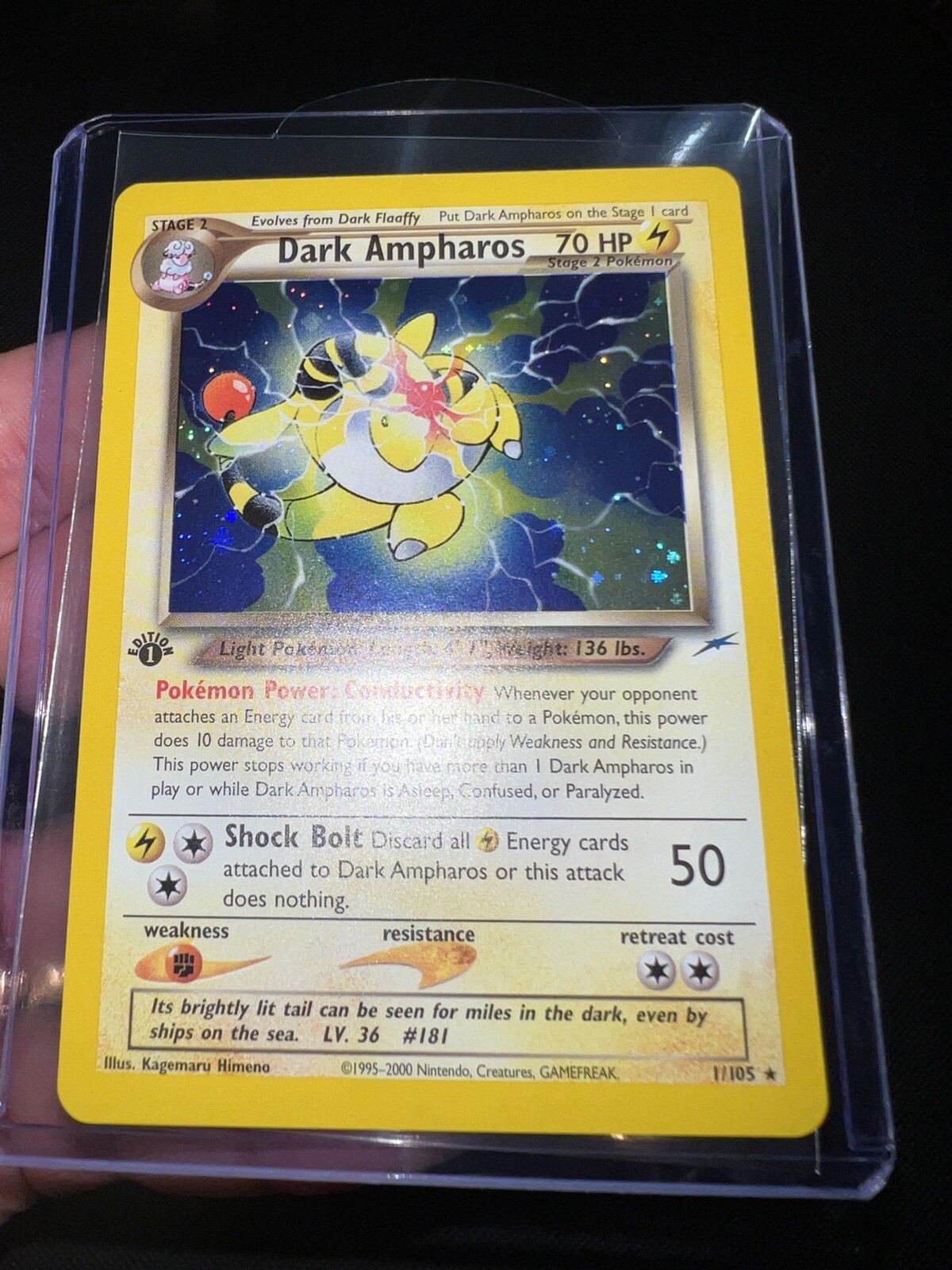 Pokemon Neo Destiny Dark Ampharos 1/105 FIRST EDITION HOLO NM