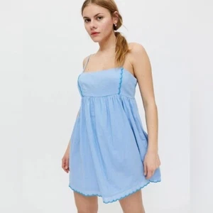 🌻Urban Outfitters UO Bayview Scalloped Frock Minikleid in Blau Größe XS. - Bild 1 von 12