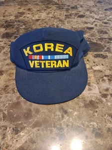 KOREA VETERAN Vintage Eagle Crest Dark Blue Adjustable Hat: Made In USA - Picture 1 of 12