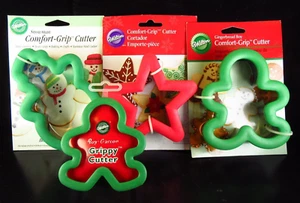 4 New Wilton Holiday Christmas Comfort Grip Cookie Cutters Gingerbread, Snowman - Picture 1 of 10