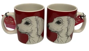 Dachshund Dog Coffee Mug By Art Wow Set of 2 Cups Red and White New With Tags - Picture 1 of 8