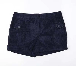 Dunnes Stores Womens Blue Polyester Hot Pants Shorts Size 12 Regular Hook & Loop - Picture 1 of 12