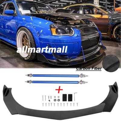 Fibra de carbono parachoques delantero de coche labio afilado divisor puntal varillas para Subaru wrx / sti Foto 1 de 4