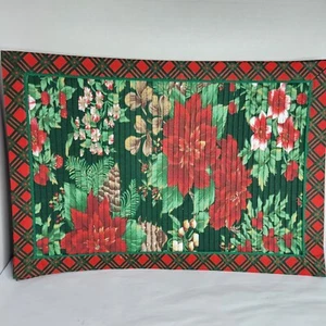 Juego de 6 manteles plisados de vacaciones rojo y verde flor de pascua decoración del hogar de Navidad - Imagen 1 de 11