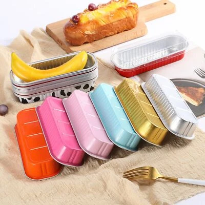 10 stk Aluminium Folie Backen Kuchen Box Cupcake Backform Pudding Box Mit Deckel - Bild 1 von 4