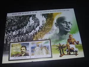 2015 INDIA MINIATURE SHEET - 100 YEARS OF MAHATMA GANDHI’S RETURN MNH - Picture 1 of 3