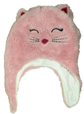 New Toddler Girls Pink Cat Hat Mittens Chinstrap  Fleece Wonder Nation Kitty - Image 1 of 2