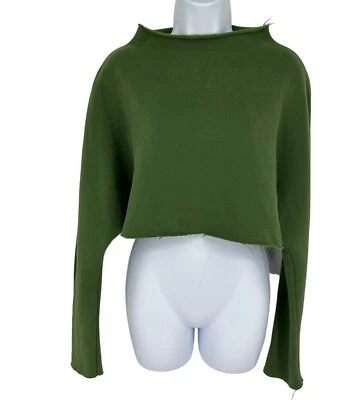 Silence + Noise Women’s Green Cropped Crew Neck Pullover Sweatshirt Size S - Image 1 of 4