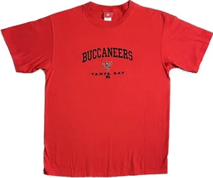 NFL Tampa Bay Buccaneers Football Team Embroidered Red T Shirt - L - Bucs - Picture 1 of 6