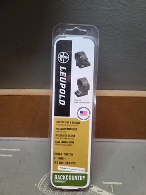 NEW LEUPOLD BACKCOUNTRY TIKKA T3/T3X 2PC 1" HIGH BLK MATTE #171103 - Image 1 of 4