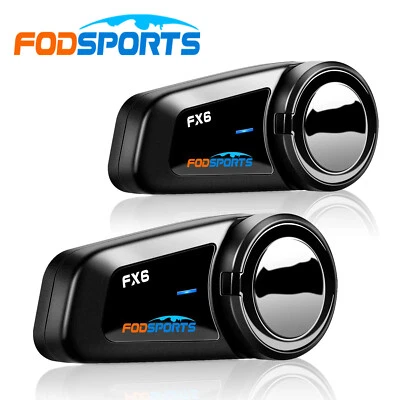 2X 1000M FX6 INTERFONO HEADSET AURICOLARE BLUETOOTH IMPERMEABILE PER CASCO MOTO - Image 1 of 4