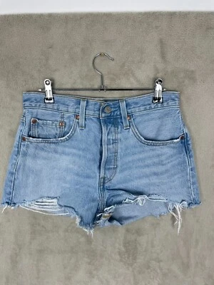 Women's Levis Premium Distressed Shorts Size W26 Light Blue Summer Hotpants - Image 1 of 4