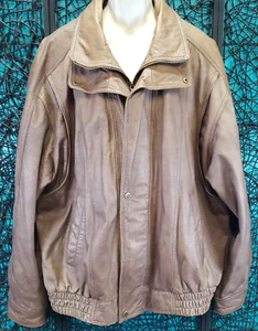 WILSONS LEDER BOMBER JACKE HERREN 3XLT BRAUN BIG TALL FULL ZIP DRUCKKNOPF DISTRESSED - Bild 1 von 21