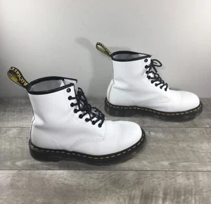 Vtg Dr Doc Martens 11622 1460 White Leather Combat Womens Boots Size UK 7 US 9 - Picture 1 of 10