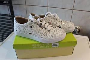 Damen Halbschuhe Gesundheitsschuhe Gr. 39 Finn Comfort Weiß Motive Schnürer Neu - Bild 1 von 5