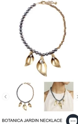 Collar Lulu Frost Jardín Auténtico $365 - Latón Dorado con Perlas Grises Foto 1 de 4