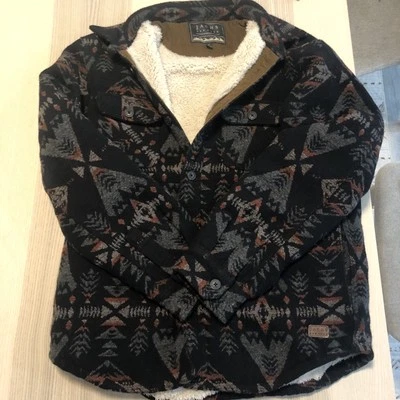 Chaqueta para hombre Jachs estampado azteca mezcla de lana forrada sherpa franela talla M Foto 1 de 4