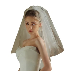 Double Layer Bridal Veil Bridal Wedding Veil Head Covering for Bride To Be - Picture 1 of 8