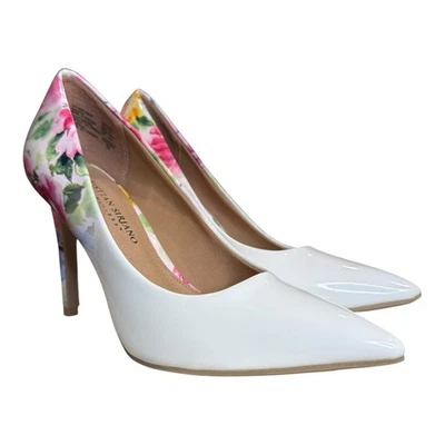 Christian Siriano Rosa Floral 3.5” Zapatos de tacón de aguja Zapatos de tacón Talla 6.5 Usados en Excelente Condición Foto 1 de 4