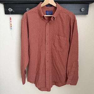 Sir Pendelton Shirt Mens Large Dark Orange Check Wool Outdoor Casual Button Down - Picture 1 of 6