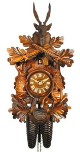 Cuckoo Clock Hunting Clock, sitting Animals 2.0094.01.C NEW - Picture 1 of 1