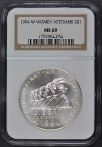 1994 W WOMEN VETERANS Modern Commemorative S$1 NGC MS69 - Picture 1 of 2