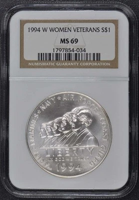 1994 W WOMEN VETERANS Modern Commemorative S$1 NGC MS69 - Image 1 of 2