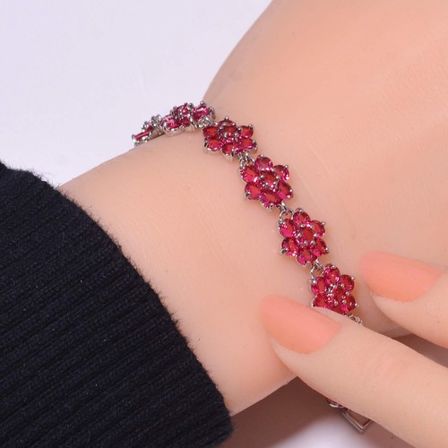 VALENTINO Bracciale tennis argento sterling 925 pietra preziosa tormalina rubellite rosa 6 99" B98