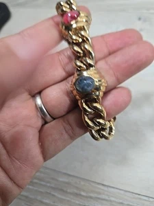 Beautiful Carolee Gripoix Glass Gold Tone Links Bracelet - Picture 1 of 7