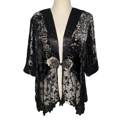 Top kimono vintage de terciopelo retazos años 90 Whimsigoth Witchy Fairycore Foto 1 de 4