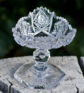 ANTIQUE Compote Hand Cut Crystal Imperial Glass 1910's Made in USA - Picture 1 of 8