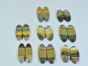 Lote de 8 pares de piedras preciosas cabujón ovalado par de jaspe abejorro natural 9X21-10X26MM - Imagen 1 de 6